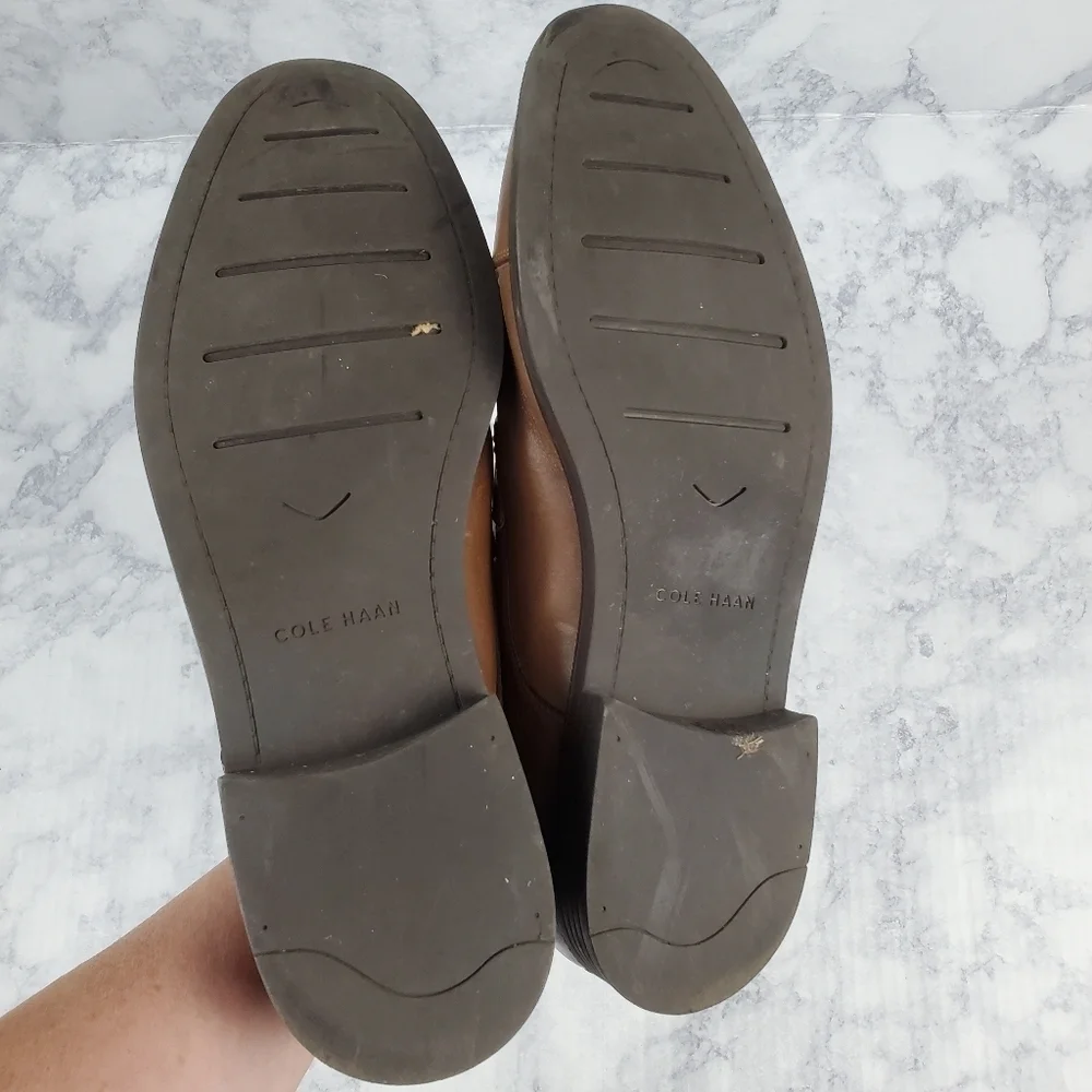 Cole Haan 11.5 M Dustin Ca Ox II oxford Dress Shoes C24042 Tan Leather Lace‎ up